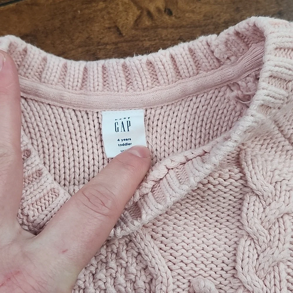 Baby GAP Pink Cable Knit Sweater 4t